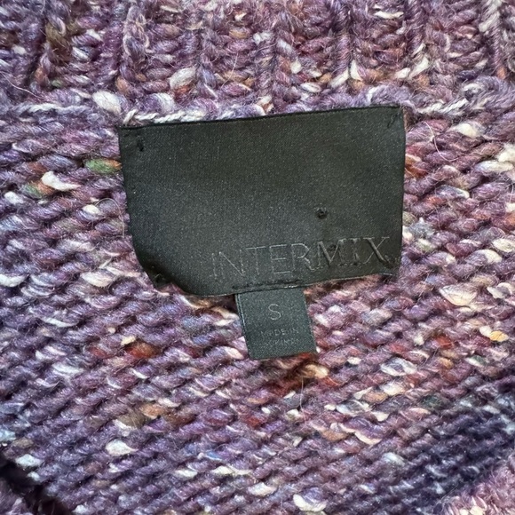 Intermix Purple Marled Baby Alpaca Merino Wool V-Neck Sweater sz Small - Picture 5 of 6
